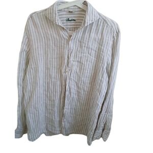 Stenstroms Shirt Mens M Stripe Linen Button Down Long Sleeve Fitted